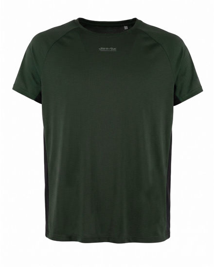 Immagine di WAIKIKI RUN - T-SHIRT SPORTIVA JAQUARD WAFFLE IN MESH TRASPIRANTE  VERDE SCURO E NERA DA UOMO - PEPE