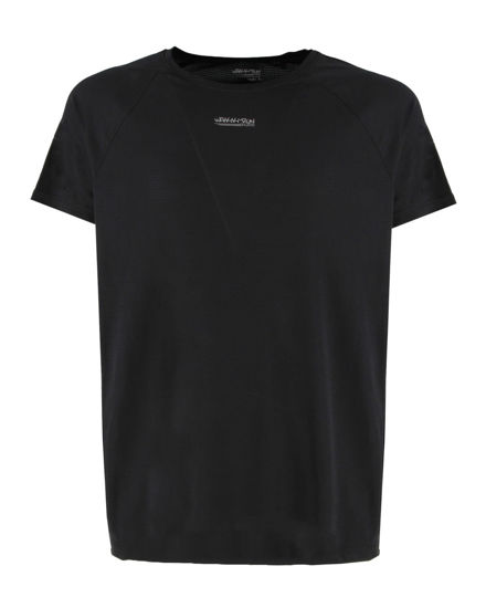 Immagine di WAIKIKI RUN - T-SHIRT SPORTIVA JAQUARD WAFFLE IN MESH TRASPIRANTE  NERA DA UOMO - PEPE