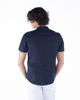 Immagine di BLUE LEMON - Camicia manica corta blu collo coreano in lino