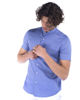Immagine di BLUE LEMON - Camicia manica corta glicine collo coreano in lino