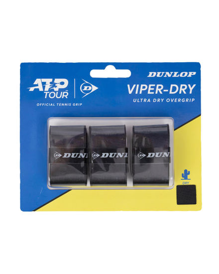 Immagine di DUNLOP - OVERGRIP  ATP VIPER-DRY (NASTRO MORBIDO) CONFEZIONE DA 3 PZ. NERO, 10365375
