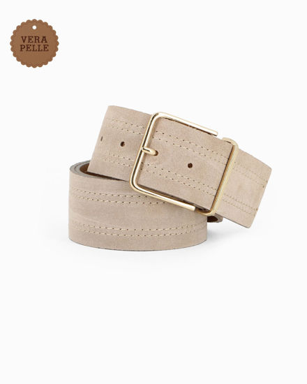 Immagine di PUNTO FIBBIA - Cinta in camoscio beige con fibbia dorata