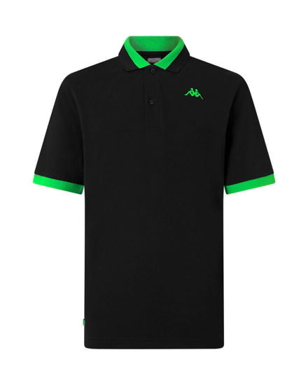 Immagine di KAPPA - POLO MEZZA MANICA UOMO LOGO NEON NERA CON DETTAGLI VERDE FLUO , 341N22W-A19