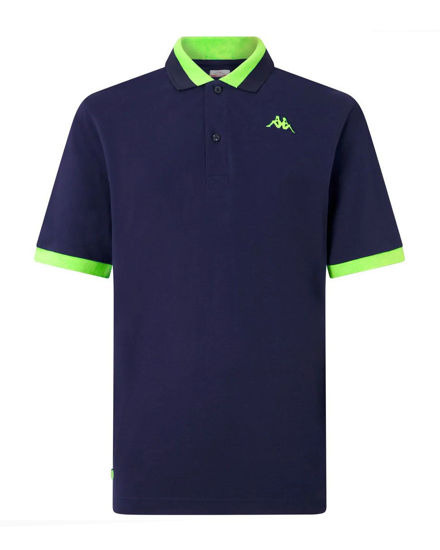Immagine di KAPPA - POLO MEZZA MANICA UOMO LOGO NEON BLU CON DETTAGLI VERDE FLUO, 341N22W-A07
