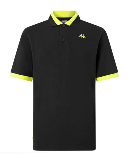 Immagine di KAPPA - POLO MEZZA MANICA UOMO LOGO NEON NERA CON DETTAGLI GIALLI , 341N22W-A1D
