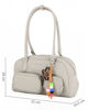 Immagine di DAVID JONES - BORSA BOWLING BEIGE IN TESSUTO CON TASCHINI E CHARM REMOVIBILI