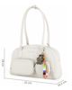 Immagine di DAVID JONES - BORSA BOWLING BIANCA IN TESSUTO CON TASCHINI E CHARM REMOVIBILI