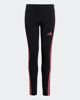 Immagine di ADIDAS - LEGGINGS  JUNIOR ( 9-15 ANNI) TRE STRISCE NERI CON DETTAGLI FUXIA, JY0569