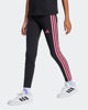 Immagine di ADIDAS - LEGGINGS  JUNIOR ( 9-15 ANNI) TRE STRISCE NERI CON DETTAGLI FUXIA, JY0569