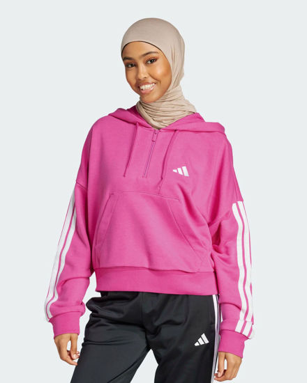 Immagine di ADIDAS - FELPA CON CAPPUCCIO ESSENTIALS 3-STRIPES FRENCH TERRY QUARTER-ZIP HOODIE  FUXIA  DA DONNA - JN1953