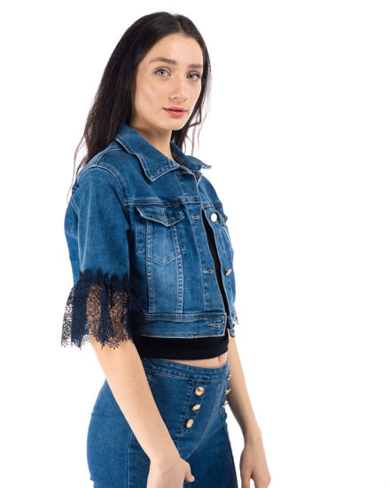 Immagine di GIUBBINO JEANS MANICA PIZZO