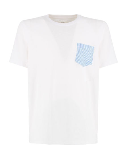 Immagine di WAIKIKI RUN - T-SHIRT MEZZA MANICA BIANCA CON DETTAGLI A RIGHE CELESTI DA UOMO - NETTUNO