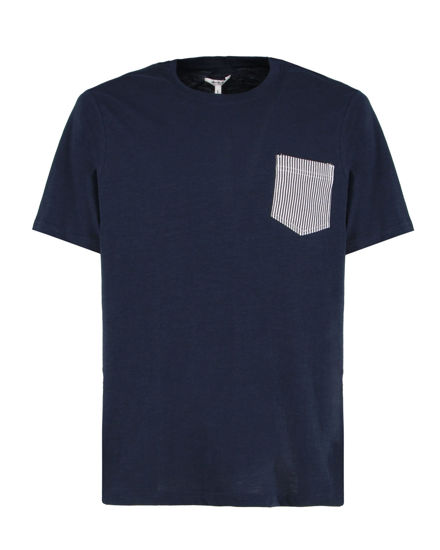Immagine di WAIKIKI RUN - T-SHIRT MEZZA MANICA BLU SCURA CON DETTAGLI A RIGHE BLU  DA UOMO - NETTUNO