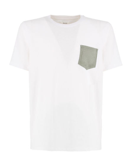Immagine di WAIKIKI RUN - T-SHIRT MEZZA MANICA BIANCA CON DETTAGLI A RIGHE VERDI DA UOMO - NETTUNO