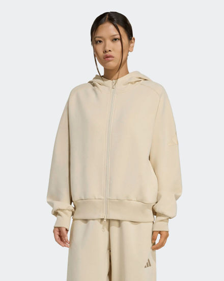 Immagine di ADIDAS - GIACCA DA ALLENAMENTO CON CAPPUCCIO FULL ZIP SOFT LUX HOODIE BEIGE DA DONNA,  KF8339