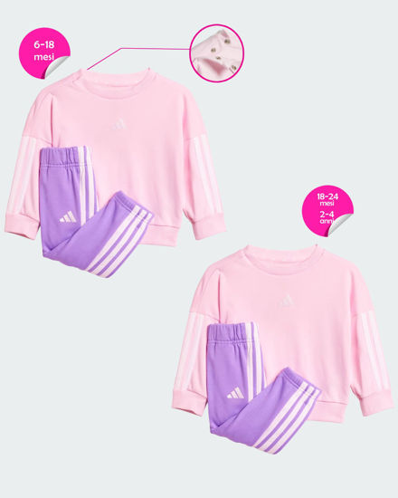 Immagine di ADIDAS  - TUTA COMPLETA  BABY ( 6 MESI - 4 ANNI)ROSA E VIOLA CON BANDE BIANCHE FRENCH TERRY JOGGER , JD6482