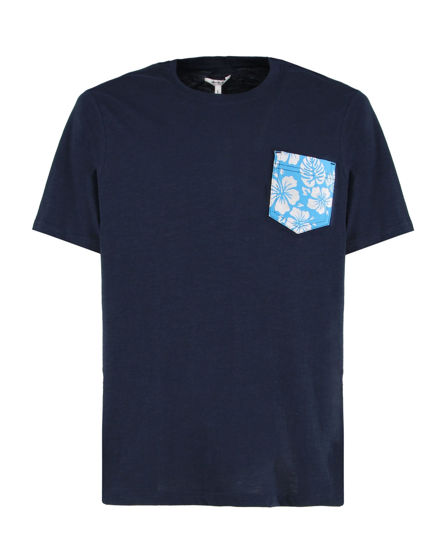 Immagine di WAIKIKI RUN - T-SHIRT MEZZA MANICA  CON TASCHINO BLU CON DETTAGLI FLOREALI, URANIO