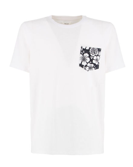 Immagine di WAIKIKI RUN - T-SHIRT MEZZA MANICA CON TASCHINO  BIANCA CON DETTAGLI FLOREALI, URANIO