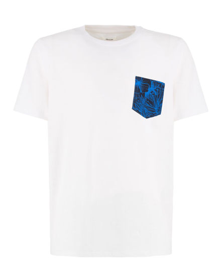 Immagine di WAIKIKI RUN - T-SHIRT MEZZA MANICA CON TASCHINO  BIANCA CON DETTAGLI FLOREALI, URANIO