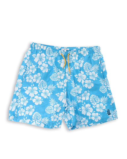Immagine di WAIKIKI RUN - BOXER MARE CELESTI CON DETTAGLI FLOREALI BIANCHI DA UOMO, MARTE