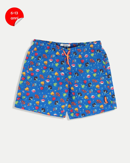 Immagine di WAIKIKI RUN - BOXER MARE JUNIOR ( 6-13 ANNI) AZZURRI CON DETTAGLI GRAFICI MULTICOLOR, PESCETTI