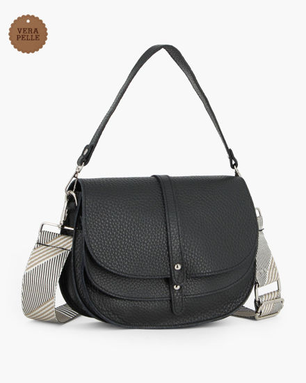Immagine di DIVAS - Borsa sella nera in VERA PELLE - MADE IN ITALY
