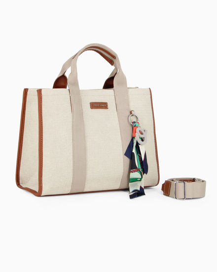 Immagine di BORSA A MANO IN TELA C/CHARM+FOULARD