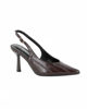 Immagine di MISS GLOBO - Décolleté slingback caffè con lavorazione a righe effetto rettile, tacco 8CM