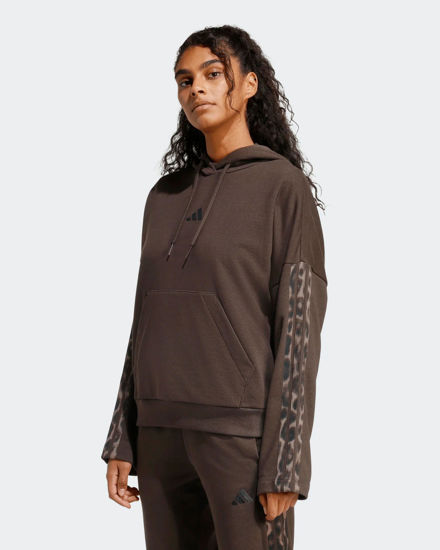 Immagine di ADIDAS - FELPA CON CAPPUCCIO SEASONAL ESSENTIALS  MARRONE CON DETTAGLI LEOPARDATI DA DONNA, KA4683
