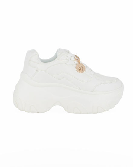 Immagine di MISS GLOBO - Scarpa sneakers bianca da donna con lacci e cuore in strass