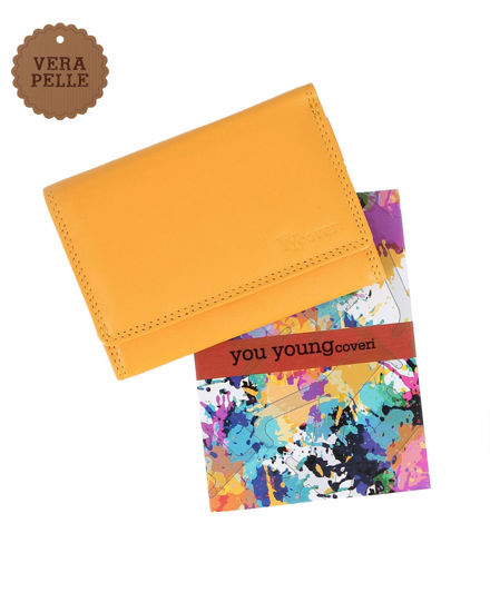 Immagine di YOU YOUNG COVERI - Portafoglio giallo in VERA PELLE da donna con patta e zip posteriore
