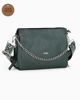 Immagine di DIVAS - Borsa sacca verde in VERA PELLE con tracolla nastro - MADE IN ITALY