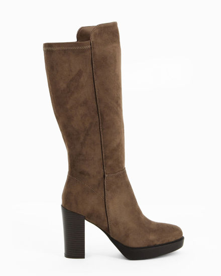 Immagine di MISS GLOBO - Stivale khaki scamosciato con zip laterale, tacco 10CM