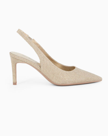 Immagine di MISS GLOBO - Décolleté slingback platino in lurex, tacco 7,5CM