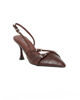 Immagine di MISS GLOBO - Décolleté slingback marrone stampa coccodrillo con sottopiede in memory foam e cinturini incrociati, tacco 7,5CM