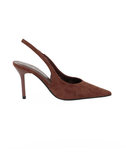 Immagine di MISS GLOBO - Décolleté slingback marrone scamosciata con sottopiede in memory foam, tacco 8,5CM