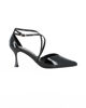 Immagine di MISS GLOBO - Décolleté nera in vernice con sottopiede in memory foam e cinturini incrociati, tacco 7,5CM