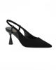 Immagine di MISS GLOBO - Décolleté slingback nera scamosciata con sottopiede in VERA PELLE, tacco 7,5CM