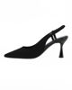 Immagine di MISS GLOBO - Décolleté slingback nera scamosciata con sottopiede in VERA PELLE, tacco 7,5CM