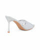 Immagine di MY JEWELS - Sabot mules argento a punta con fascia trasparente in strass, tacco 8,5CM