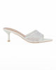 Immagine di TATOO - Sabot mules bianco a punta con fascia trasparente in strass, tacco 6CM