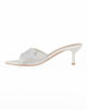 Immagine di TATOO - Sabot mules bianco a punta con fascia trasparente in strass, tacco 6CM