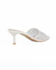 Immagine di TATOO - Sabot mules bianco a punta con fascia trasparente in strass, tacco 6CM