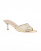Immagine di TATOO - Sabot mules oro a punta con fascia trasparente in strass, tacco 6CM