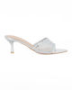 Immagine di TATOO - Sabot mules argento a punta con fascia trasparente in strass, tacco 6CM