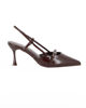 Immagine di MISS GLOBO - Décolleté slingback marrone con sottopiede in memory foam e cinturino frontale, tacco 7,5CM