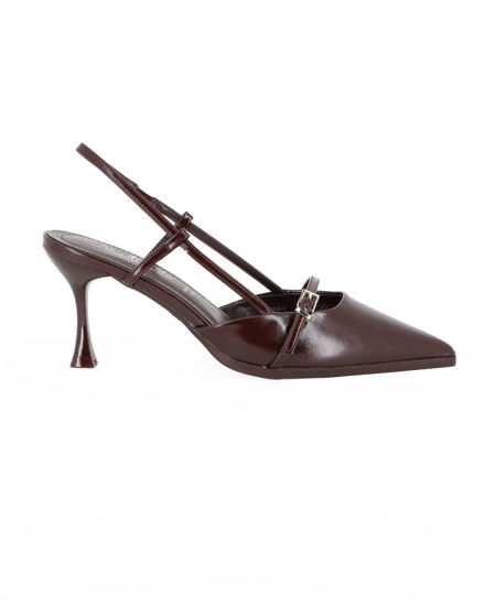 Immagine di MISS GLOBO - Décolleté slingback marrone con sottopiede in memory foam e cinturino frontale, tacco 7,5CM