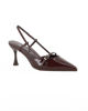 Immagine di MISS GLOBO - Décolleté slingback marrone con sottopiede in memory foam e cinturino frontale, tacco 7,5CM
