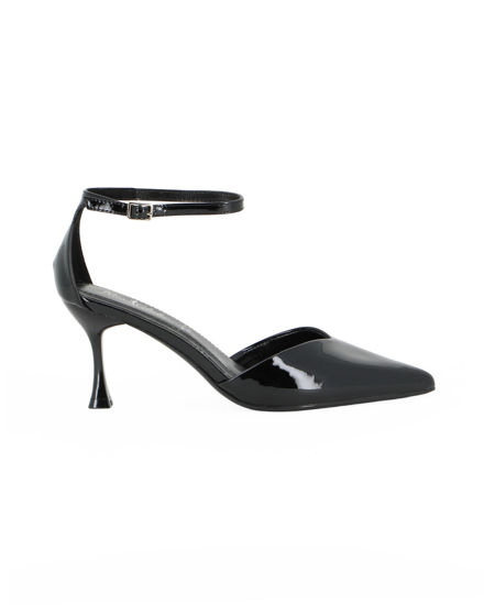 Immagine di MISS GLOBO - Décolleté nera in vernice con cinturino alla caviglia e sottopiede in memory foam, tacco 7,5CM