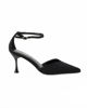 Immagine di MISS GLOBO - Décolleté nera in lycra con cinturino alla caviglia e sottopiede in memory foam, tacco 7,5CM